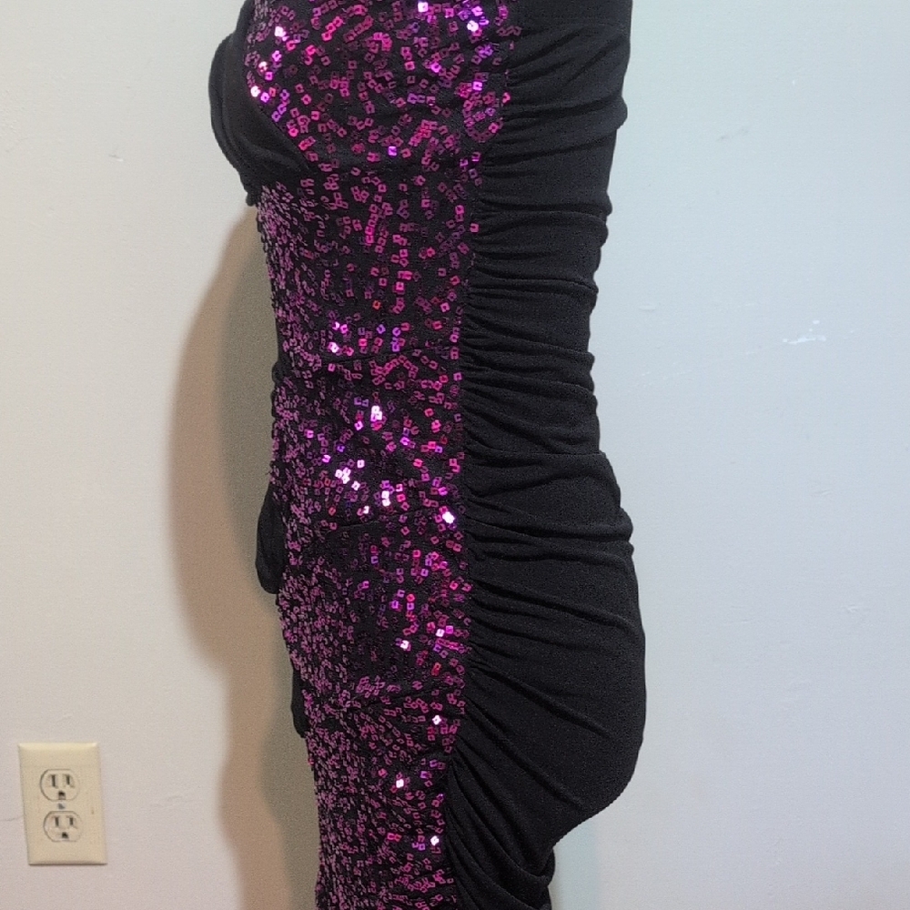 Deb Black and Pink Strapless Sequin Cocktail Dress - Picture 4 of 6